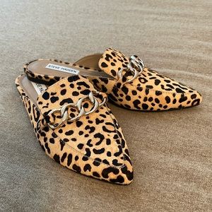 Steve Madden Forte Mules Size 8 in Leopard Calf Hair-Excellent Condition